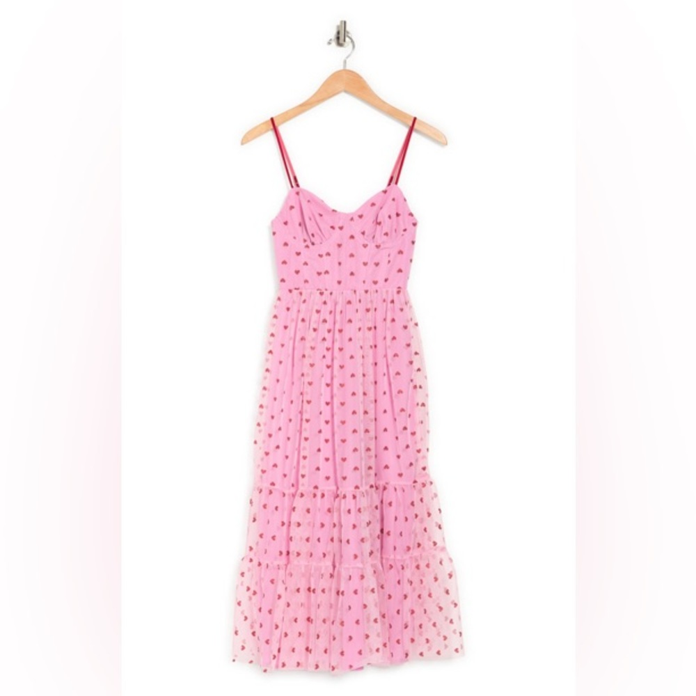 BETSEY JOHNSON Pink Metallic Red Hearts Valentine’s TikTok Dress